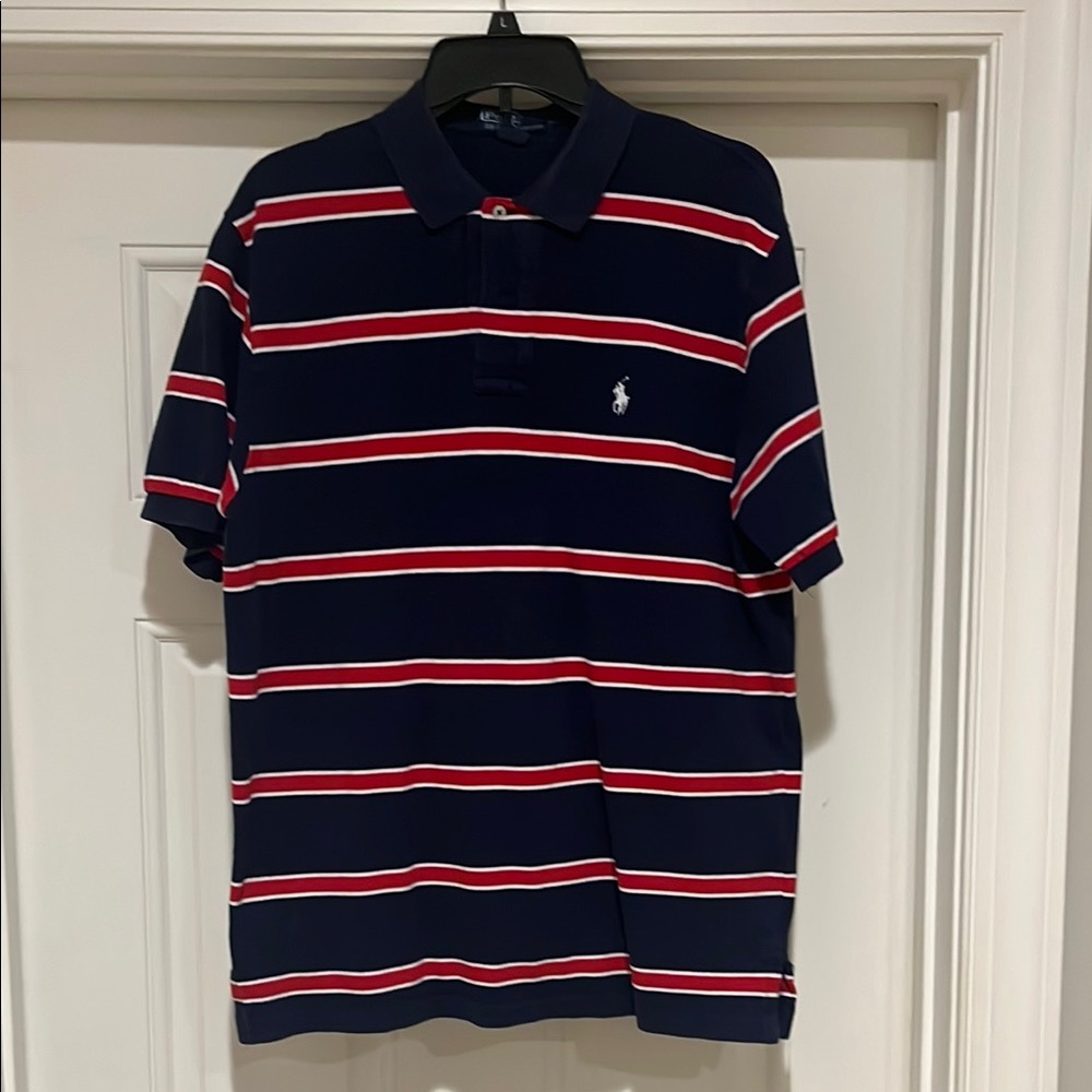 Ralph Lauren Blue and Red Polo Shirt Striped